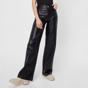 Faux Leather Wide Leg Pants